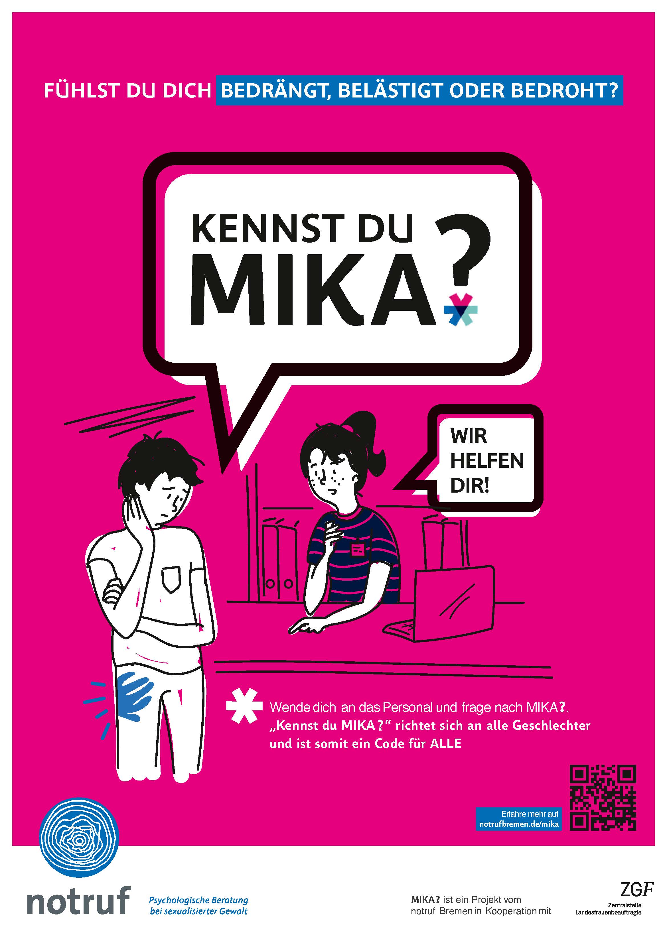 Plakat "Kennst du MIKA?" mit einem Mann, der ungewollt berührt wurde.